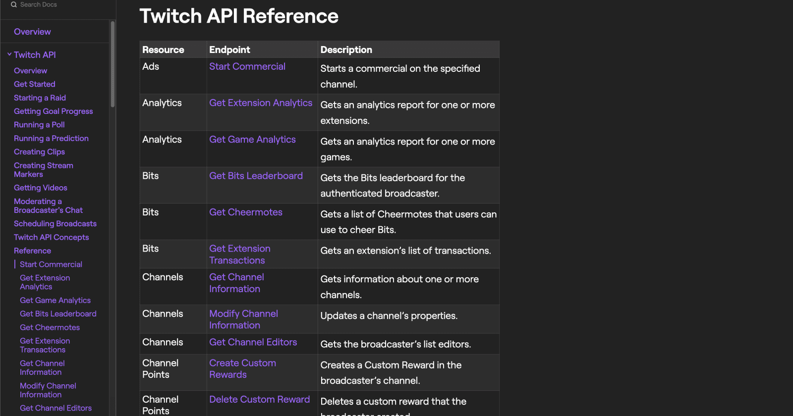 Dark mode for the Twitch Dev docs