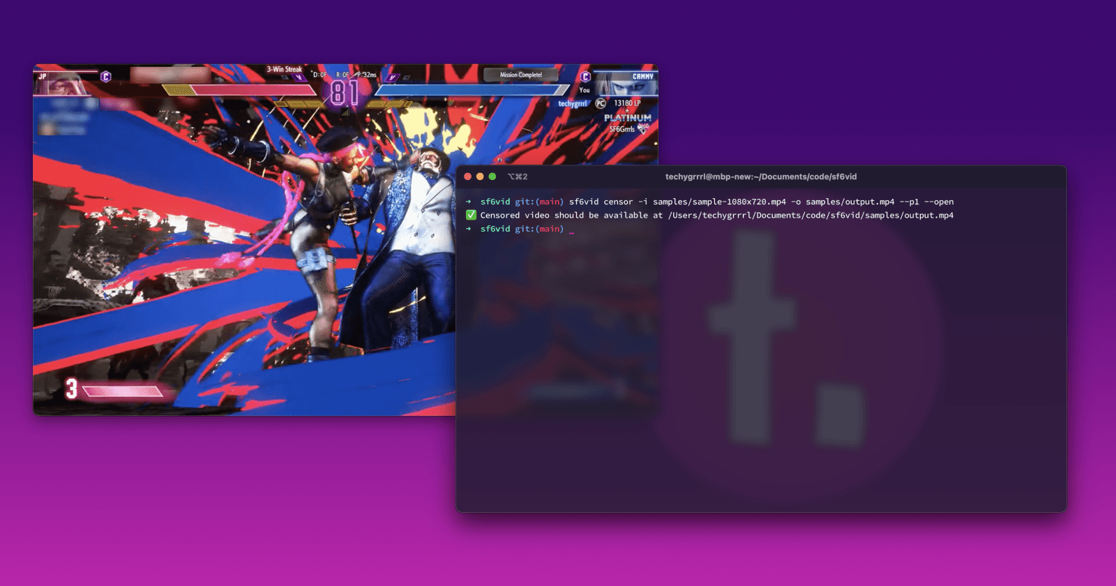 sf6vid: a CLI tool to hide usernames in game play, written in Go